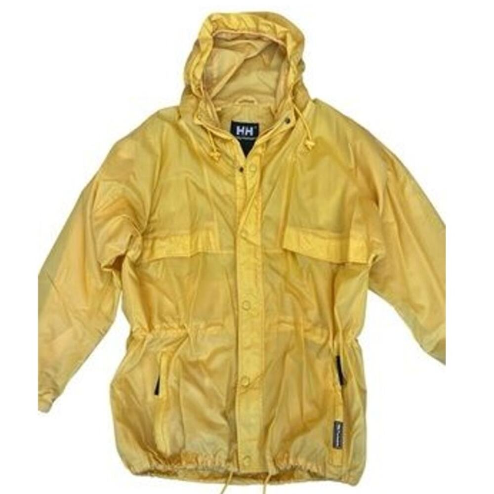Helly Hansen Yellow Nylon Anorak Mens Large Hooded Packable Gorpcore Windbreaker